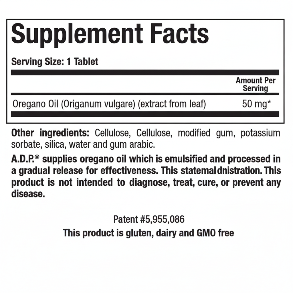 A.D.P oegano oil suppfacts