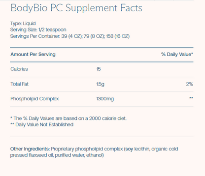 BodyBio PC (Phospholipid Complex) - Practitioner Grade, 3rd Party Tested