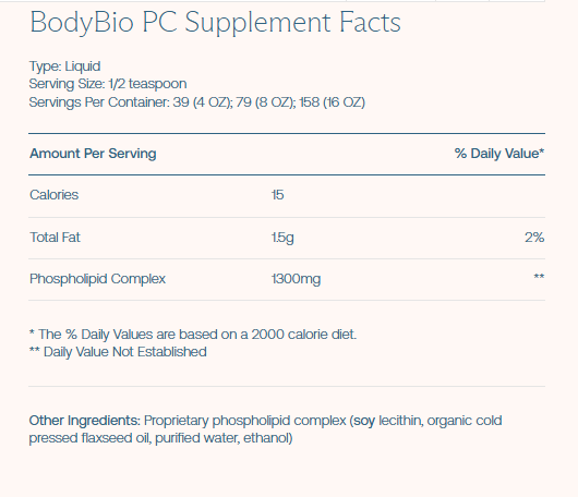 BodyBio PC (Phospholipid Complex) - Practitioner Grade, 3rd Party Tested